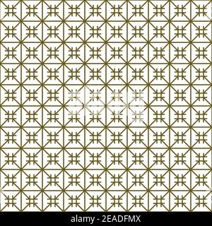 Japanese seamless Kumiko pattern in golden with average thickness lines. Stock Vector