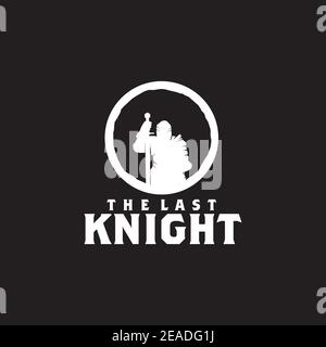 logo of Knight surrender with holding a saber in his hand template Stock Vector