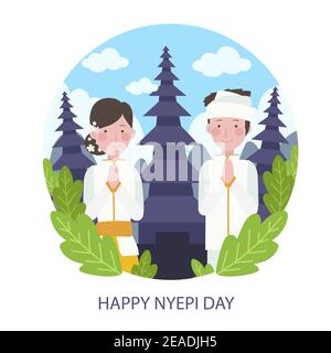 Hand-drawn nyepi celebration illustration Vector illustration. Stock Vector