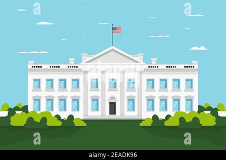 White house illustration in flat design Vector illustration. Stock Vector