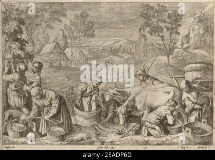 Nikolaus van Hoy and Jan van Ossenbeeck - Autumn with Moses and 10 Commandments SVK-SNG.G 11965-159. Stock Photo