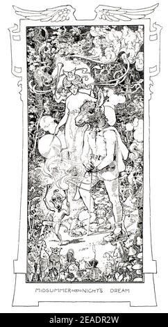 Illustration, A Midsummer Night's Dream, Bottom as Pyramus in the play ...