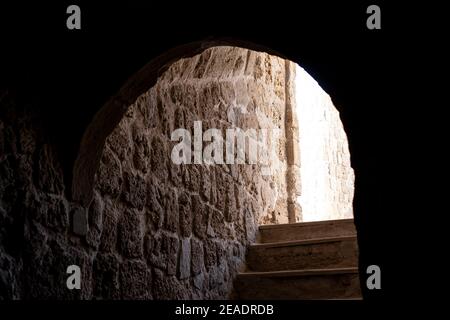 Interior and steps in the Bahrain Fort / Tylos Fort Stock Photo