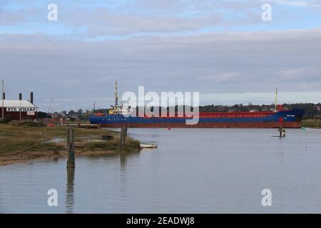 EEMS SPRING CARGO SHIP AT RASTRUM AT RYE WHARF Stock Photo