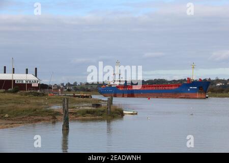 EEMS SPRING CARGO SHIP AT RASTRUM AT RYE WHARF Stock Photo