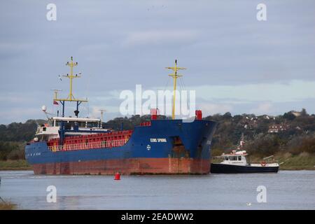 EEMS SPRING CARGO SHIP AT RASTRUM AT RYE WHARF Stock Photo