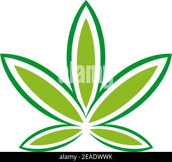 Simple CBD cannabis leaf icon logo design inspiration vector template Stock Vector