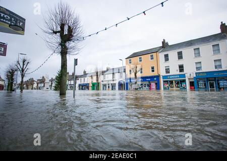 Cockermouth town centre floods because of Storm Desmond in 2015 Lake District Cumbria Stock Photo