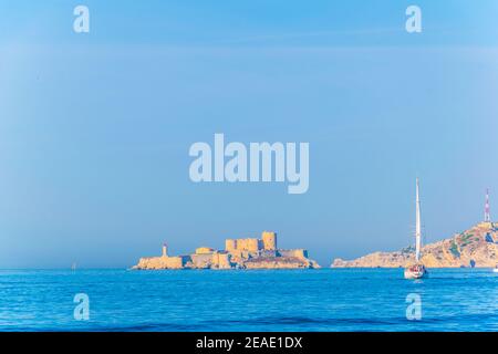 Chateau d'if prison where Alexander Dumas imprisoned count Monte Cristo in his novel, Marseille, France Stock Photo