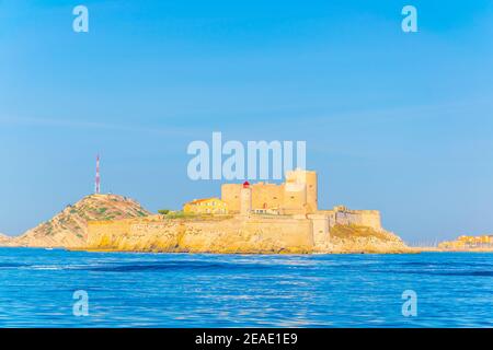 Chateau d'if prison where Alexander Dumas imprisoned count Monte Cristo in his novel, Marseille, France Stock Photo