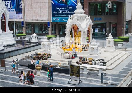 Bangkok,Thailand-May 05,2018 : People pay homage to Ganesh in front of central world plaza in Bangkok. Stock Photo