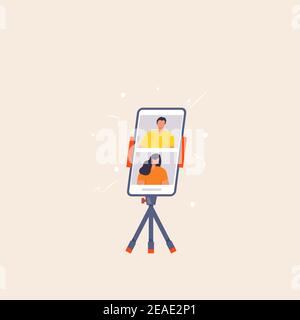 Collection of microphone, headphone, smartphone vector icon for podcast, media hosting. Design template set for recording studio symbol, logo, emblem Stock Vector