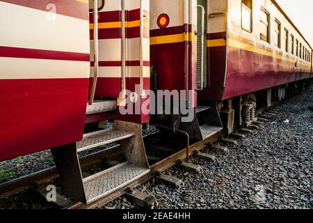 Stairs at the entrance of the train. Stock Photo