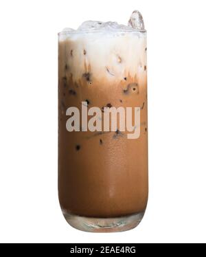 Iced coffee in a glass isolated on white background Stock Photo