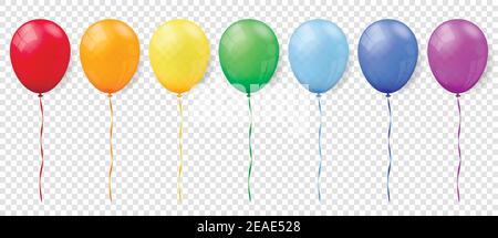 Set of realistic balloons on transparent background. Balloons for birthday, parties, weddings. Vector EPS10 Stock Vector