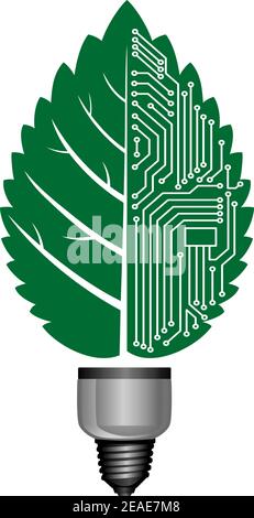 Light bulb with computer elements for environment concept design Stock Vector