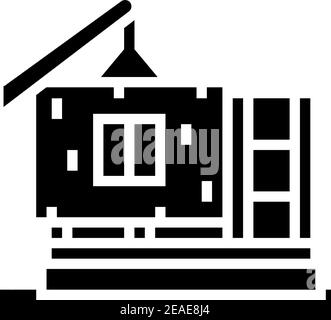 ready wall for building house glyph icon vector illustration Stock Vector