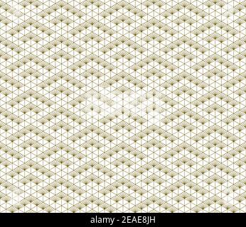 Japanese seamless Kumiko pattern in golden with average thickness lines. Stock Vector