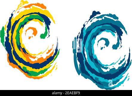Colorful and blue waves in abstract style for outdoor and beach leisure concept design Stock Vector