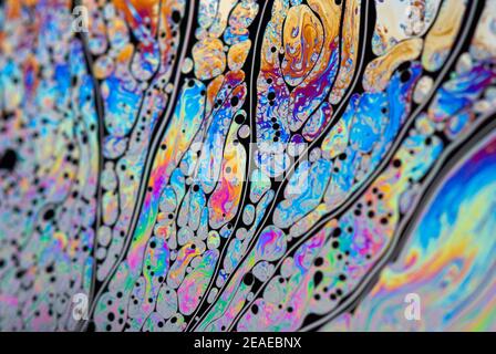 Multicolor abstract background, capillary structure with colorful cells. Bright ornamental patterns forming a mosaic. Liquid modern art. Soap bubbles, Stock Photo