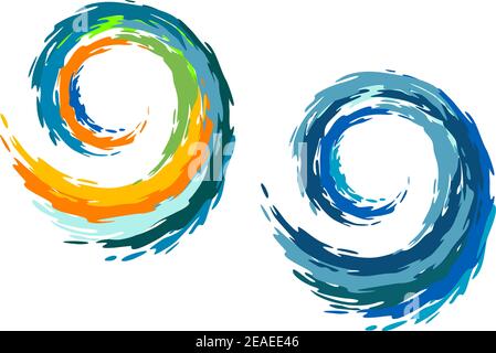 Colourful ocean waves isolated on white background Stock Vector