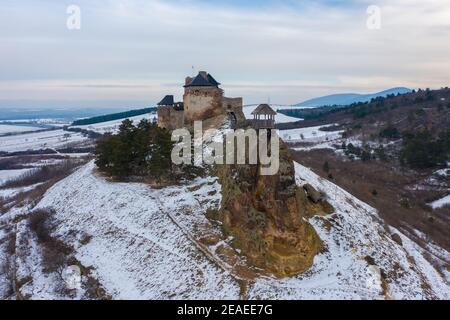 Boldogkőváralja, Hungary - Aerial view of the famous Castle of  Boldogkő Stock Photo