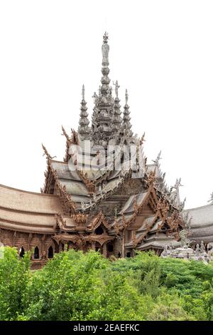 Sanctuary of Truth is an unfinished Hindu-Buddhist temple and museum in Pattaya, Thailand. It was designed by the Thai businessman Lek Viriyaphan in t Stock Photo