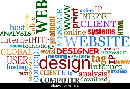 Web and internet design tags cloud with useful words Stock Vector