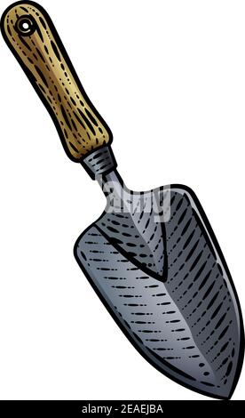 Garden Trowel Spade Gardening Tool Vintage Woodcut Stock Vector