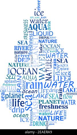 Water tag cloud as a blue drop for design Stock Vector