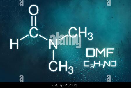 dimethylformamide (DMF) molecule, chemical structure. DMF is a commonly ...