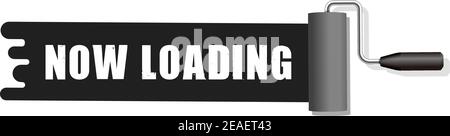 Roller painter, paintbrush with text (now loading) vector illustration (black) Stock Vector