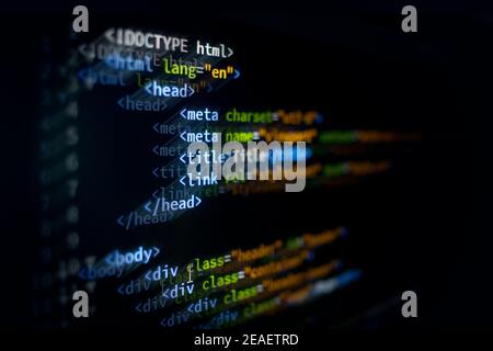 html programming language for webpage digital coding background Stock ...