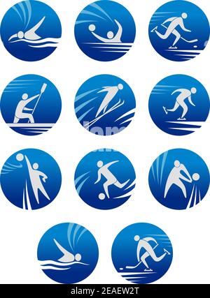 Sport icons set with sportsmens for any competition or championship design Stock Vector