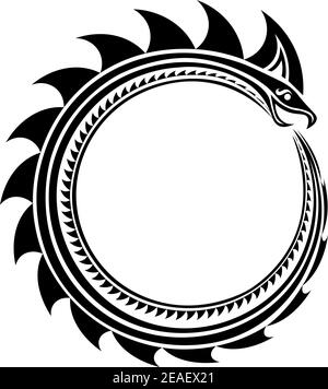isolated black ouroboros snake in tribal celtic or viking style Stock Vector