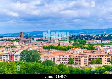 Aerial view of Modern Carcassonne, France Stock Photo