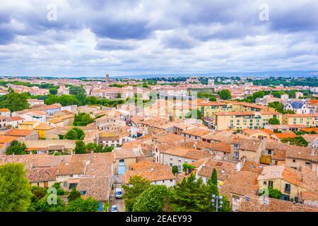 Aerial view of Modern Carcassonne, France Stock Photo