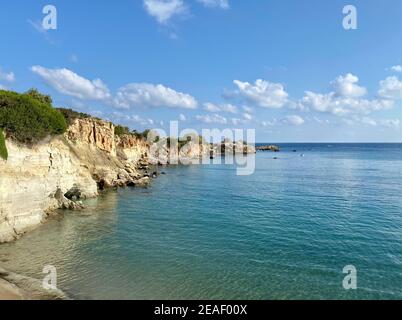 Beautiful view on coastline on Cape Sarandaris in Crete Island, Greece. Stock Photo