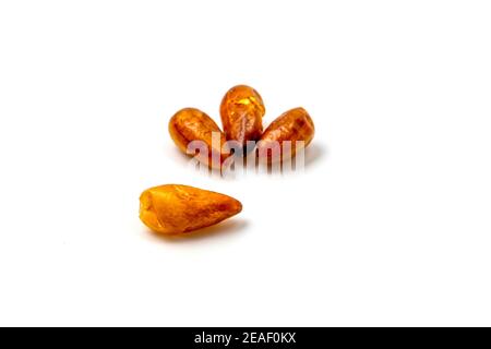 Pequin pepper (Capsicum annuum var. glabriusculum) on a white background Stock Photo