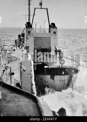 HMS Leander and the Icelandic gunboat Thor collide during the cod war ...