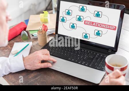 Relationship concept shown on a laptop screen Stock Photo
