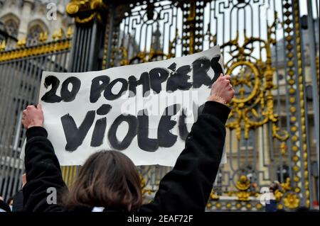 'Justice For Julie’ action in front of the Justice Palace by the Amazones Paris Collective in Paris, France, on February 09, 2021. Photo by Karim Ait Adjedjou/Avenir Pictures/ABACAPRESS.COM Stock Photo