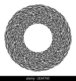 Black and white frame. Round pattern in form of mandala. Decorative border with animal ornament. Zebra skin. Copy space. Fashion board. Template Stock Vector