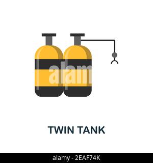 Twin Tank flat icon. Color simple element from diving collection. Creative Twin Tank icon for web design, templates, infographics and more Stock Vector