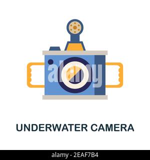 Underwater Camera flat icon. Color simple element from diving collection. Creative Underwater Camera icon for web design, templates, infographics and Stock Vector