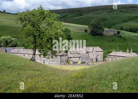 Houses and the United Reform Church in the village of Keld in Swaledale in the Yorkshire Dales UK
