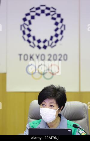 Yuriko Koike, Governor of Tokyo, attends the Tokyo COVID 19 Infectious Diseases Conference on February 2, 2021 in Tokyo, Japan. (Photo by Kazuki Oishi/Sipa USA) Stock Photo