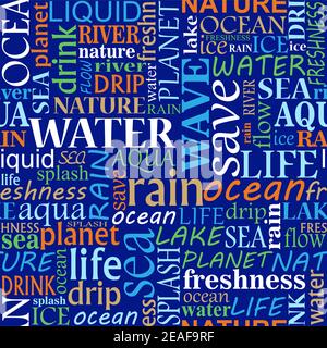 Seamless tag cloud with water words for design Stock Vector