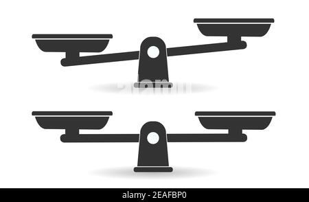 Bowls of scales in balance, an imbalance of scales. Libra, vector  Stock Vector