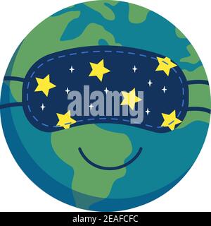 Sleeping planet earth icon in sleep mask Stock Vector